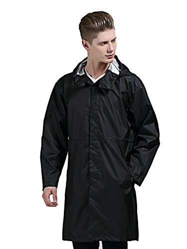 Absolutely Perfect Men’s Long Waterproof Trench Coat Packable Hood Raincoat Outdoor Rainwe ...