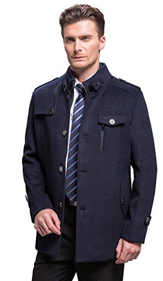 APTRO Men’s Winter Slim Fit Wool Coat Single Breasted Overcoat.