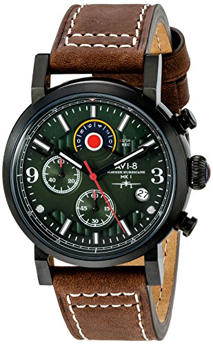AVI-8 Men’s AV-4041-04 Hawker Hurricane Stainless Steel Watch with Brown Leather Band