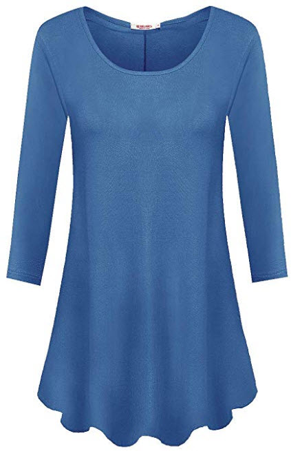 BELAROI Women Plus Size 3/4 Sleeve Comfy Tunic Tops Loose T-Shirt steel blue