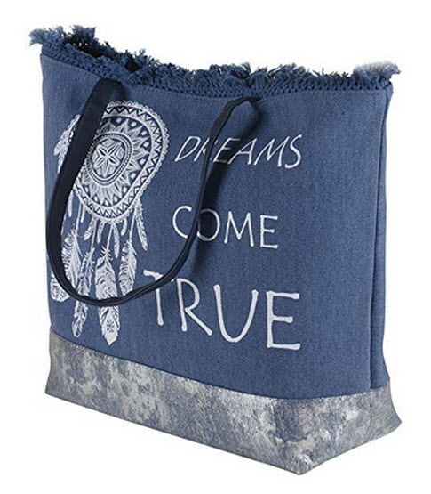 Canvas Shoulder Straps Dream Come True Printed Premium Cotton Tote Women Large Beach Bag by BB n ...