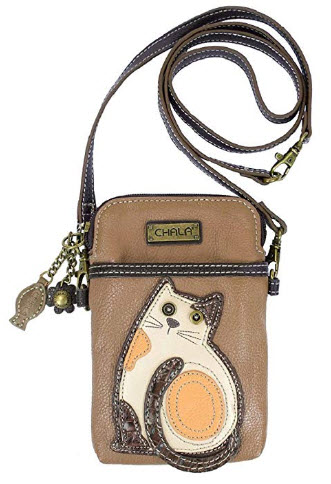 Chala Cat Cellphone Crossbody Handbag, brown