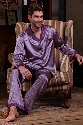 Chesslyre Mulberry Silk Spandex Satin Pajamas 2 Piece Sleep Set