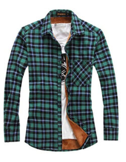 chouyatou Men’s Casual Long Sleeve Fleece Lined Plaid Flannel Buttoned Overshirts Jacket M02