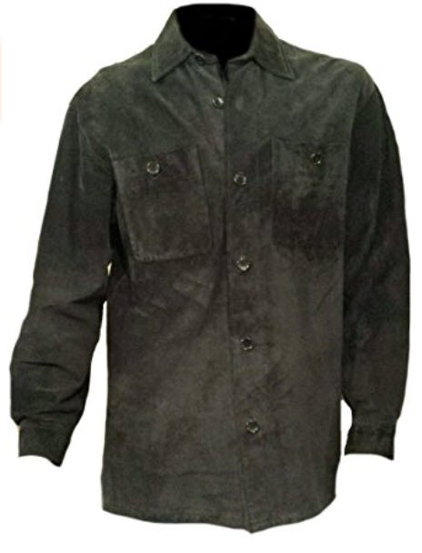 Classyak Men’s Fashion Shirt Style Black Suede Leather Jacket .