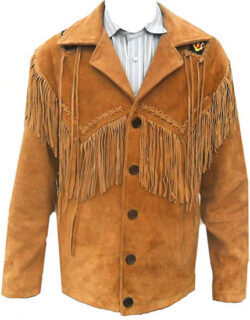 Classyak Western Genuine Leather Coat, Fringed & Excellent Bead Work, Xs-5xl