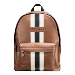 COACH CHARLES BACKPACK IN VARSITY LEATHER F72237, DARK SADDLE/MIDNIGHT