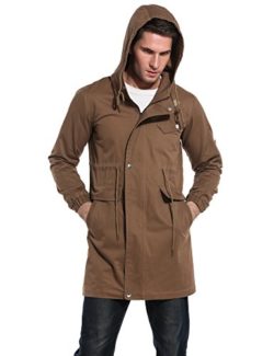 COOFANDY Men’s Cotton Windbreaker Jacket Casual Trench Coat Winter Outdoor Coat With Hood