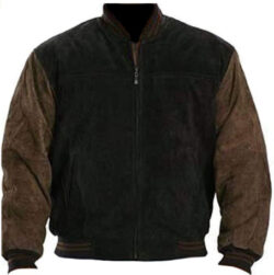 coolhides Men’s Fashion Suede Leather Jacket Black