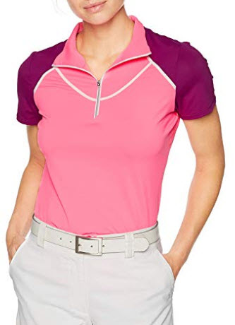 Cutter & Buck Women’s Moisture Wicking UPF 50+ Colorblock Short Sleeve Mock Shirt, ins ...