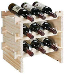 defway Wood Wine Rack – Stackable Storage Wine Holder 9 Bottle Display Free Standing Natural Woo ...