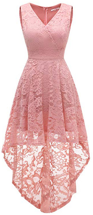 Dressystar Women’s Sleeveless Hi-Lo Lace Prom Dress Cocktail Party Gowns, blush