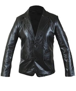 F&H Men’s Genuine Leather Slim Fit 2 Button Blazer