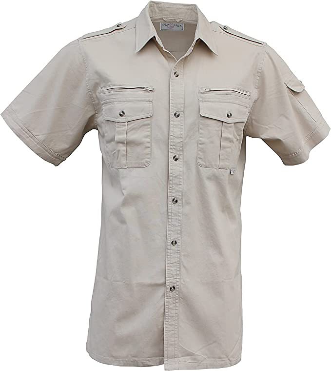 Foxfire Thunder River Gear Mens Short Sleeve Cotton Travel Safari Passport Shirt