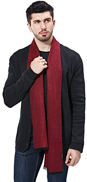 FULLRON Men Cashmere Scarf Silky/Warm – Cotton Scarves for Winter wine red / black