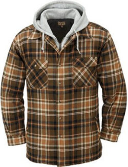 Gravel Gear Sherpa Lined Hooded Flannel Shirt Jacket, tan