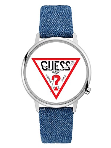 GUESS Originals Silver-Tone and Denim Logo Watch