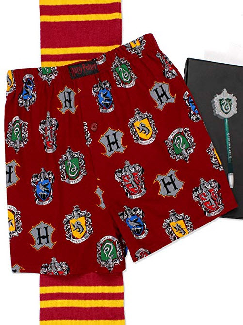 Harry Potter Hogwarts Houses Men’s Briefly Stated Boxer Shorts Underwear red