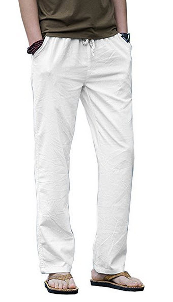 HOEREV Brand Men Casual Beach Trousers linen jean jacket Summer Pants