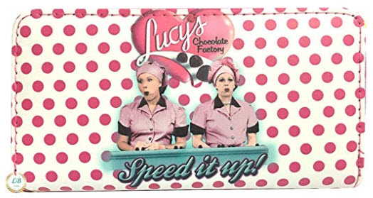 I love Lucy Wallet with Around Zip Closure, pink white