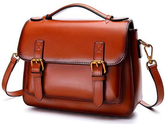 Iswee Women Leather Handbag Fashion Cross Body Bag Designer Purse Shoulder Bag, brown