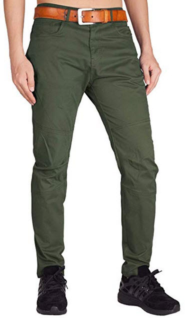 ITALY MORN Men’s Stretch Slim Pants Fashion-Forward Informal Pants army green