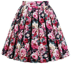 JOAUR Pleated Vintage Circle Skirts for Women Floral Print Skirts with Pockets, printa