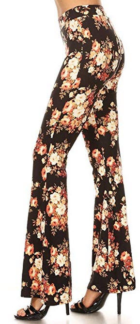 Jvini Women’s Super Soft Floral Printed Flare Wide Leg Pants  floral-1