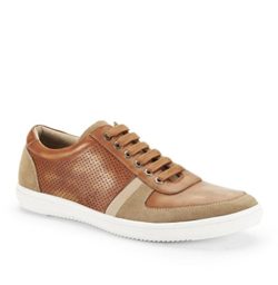 Kenneth Cole Mens Yell Out Leather Sneaker, Cognac-7 M