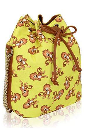 Kleio Printed Canvas Drawstring Bucket Shoulder Bag Retro Crossbody Handbag Purse For Women Girl ...