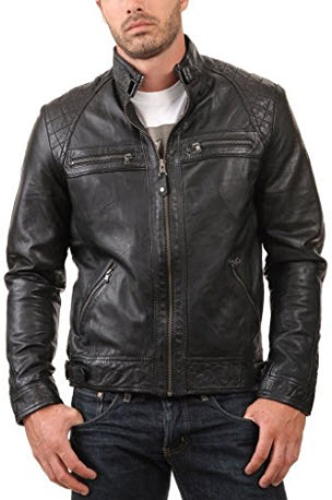 New York Leather Men’s New Range Bomber Biker Jacket