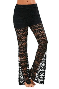 LOV ANNY Women’s Sexy Lace Slim Fit Slit Leg Bell Bottoms Flared Pants