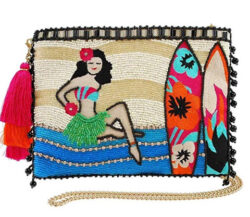 Mary Frances Island Beaded-Embroidered Hula Girl Crossbody Handbag
