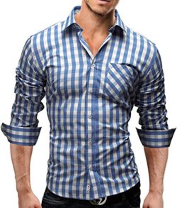 MERISH Slim Fit Dress Shirt Checkered Design