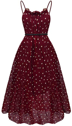 Miayon Women’s Polka Dots Maxi Dress Sleeveless Long Chiffon Dresses Casual Summer Dress w ...