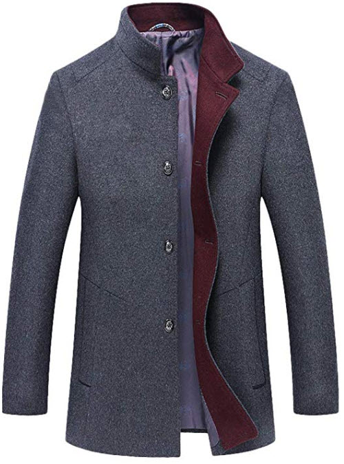 Mordenmiss Men’s Wool Trench Coats Winter Warm Business Jacket Overcoat Outwear