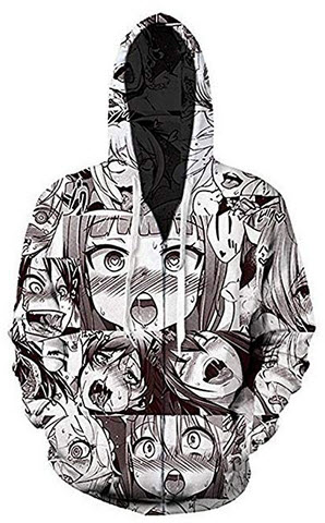 Men’s Unisex Hoodies Sweatshirt Pullovers 3D Print Tracksuit Zip-up Jacket ahegao