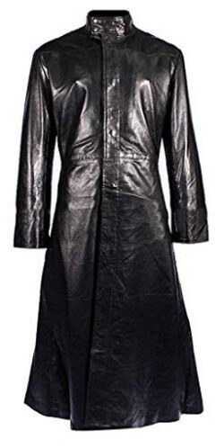 Neo Celebrity Keanu Black Leather Reeves Trench Matrix Coat, genuine leather