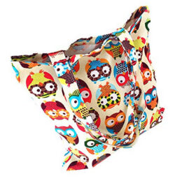 Nuni Womens Cute Owl Print Cotton Canvas Tote Bag colorful owl