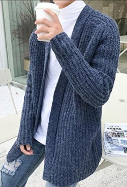 ouxiuli Men’s Classic Fashion Open Front Shawl Collar Sweater Cardigan