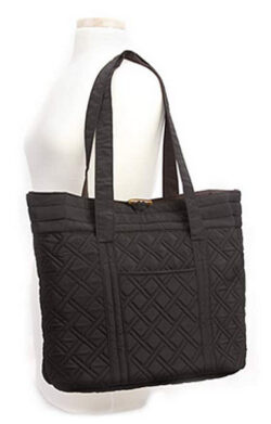Overbrooke Reversible Quilted Tote Bag – Premium Fabric Womens Shoulder Tote black mocha