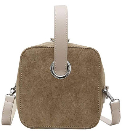 QZUnique Women’s Frosted PU Handbag Solid Color Crossbody Square Top-Handle Shoulder Bag