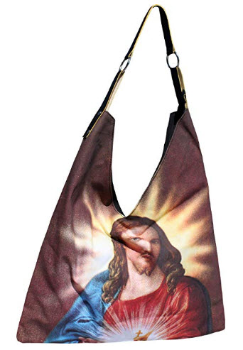 RaanPahMuang Ladies Fashion V Bag Golden Jesus Sacred Heart by Pompeo Batoni