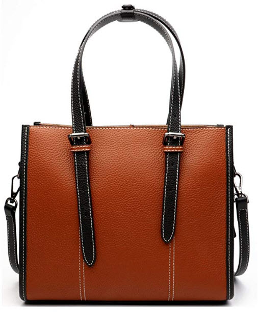 SAIERLONG New Womens Genuine Leather Handbags Tote Shoulder Bag, brown