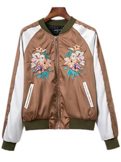 Season Show Women’s Floral Embroidery Bomber Jacket cropped jacket