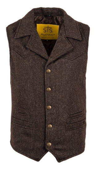 STS Ranchwear Men’s Wool Blend Cowboy Cut Vest (Brown, Small)