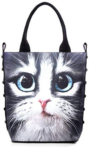Supersnailman Women’s Tote Bag Zipper Shoulder Bag Animal Face Handbag Designer Purse, cat