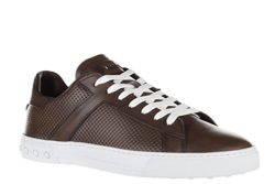 Tod’s Men’s Shoes Leather Trainers Sneakers etichetta cassetta Brown