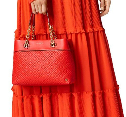 Tory Burch Fleming Small Quilted Leather Tote (Exotic Red)
