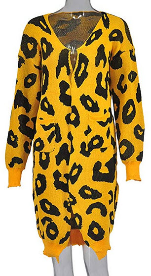 Uni Clau Knit Cardigan Sweater for Women Long Sleeve Leopard Print Open Front Warm Winter Coats  ...